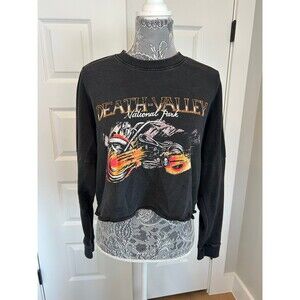 Cotton On Womens Long Sleeve Graphic Crop Tee Death Valley Motorcycles